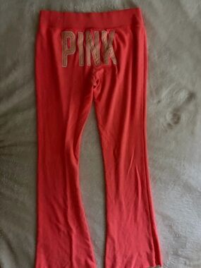PINK Victoria's Secret vintage Coral-Pink Flared Lounge Pants YTK rare